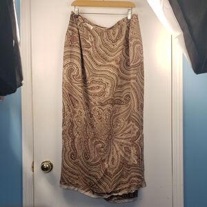 Vintage Talbots Pure Silk Paisley Midi Wrap Skirt Lined Button Closure Size 16